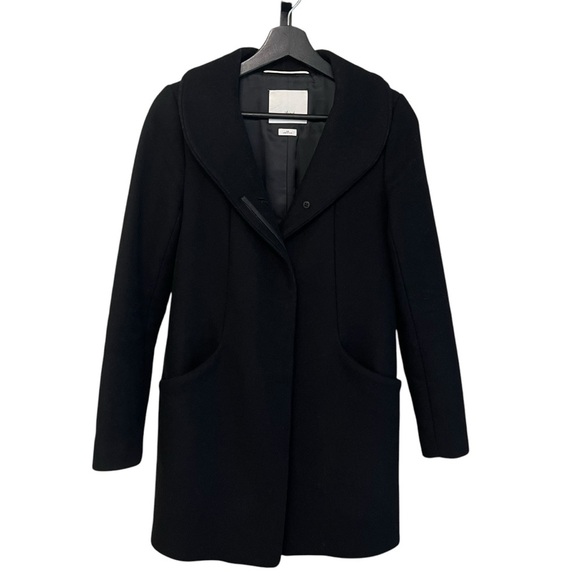 Wilfred Aritzia Wool Cashmere Italy Cocoon Coat Black XXS Minimalist Winter Chic - Picture 2 of 7